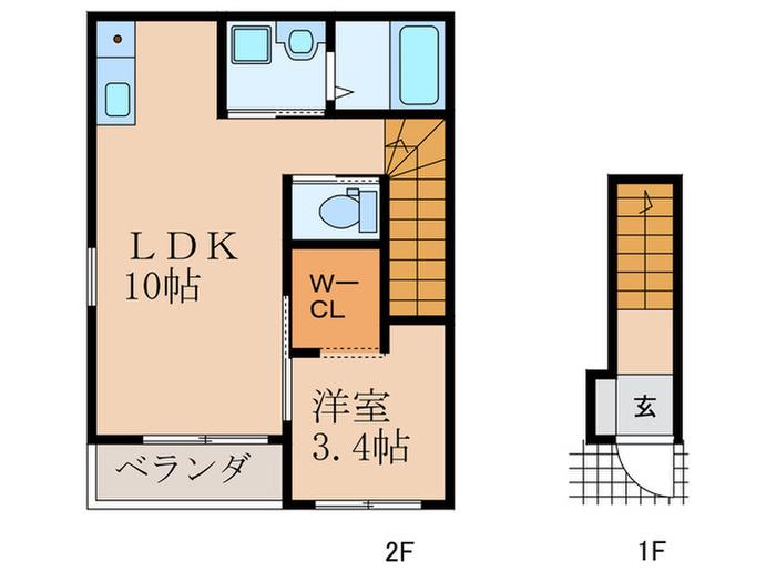 NORD行橋(1LDK/2階)の間取り写真
