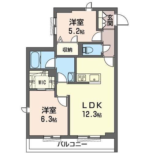 ブルーメン(2LDK/1階)の間取り写真