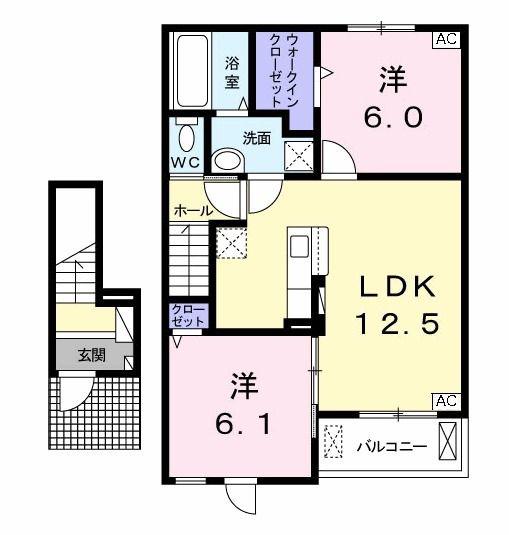 エスプラネード(2LDK/2階)の間取り写真