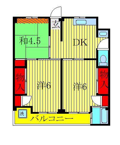 ビレッジハウス愛生1号棟(3DK/4階)の間取り写真