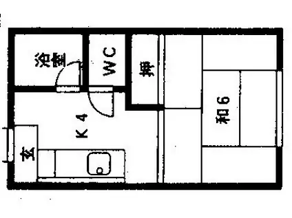 コーポ二丁目B(1K/2階)の間取り写真