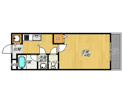 ドゥ・ シャルマンはいづか(1K/1階)の間取り写真