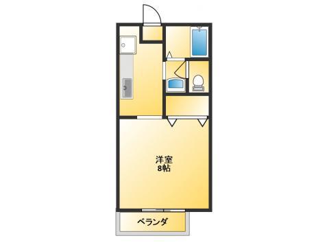 ニューディアコートミワ(1K/2階)の間取り写真