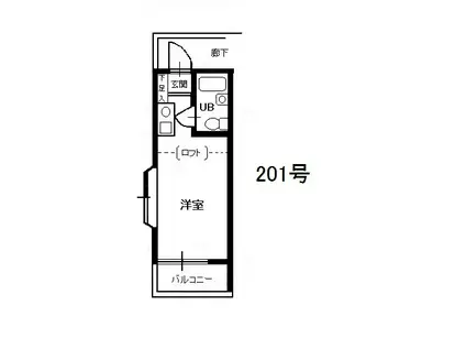 マインハイツ(ワンルーム/2階)の間取り写真