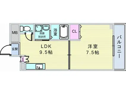 三協ハイツ(1LDK/4階)の間取り写真