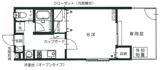 コーポさつき(1K/1階)の間取り写真