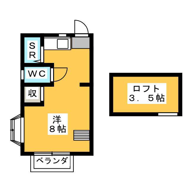 シャトーヤジ 3号棟(ワンルーム/2階)の間取り写真