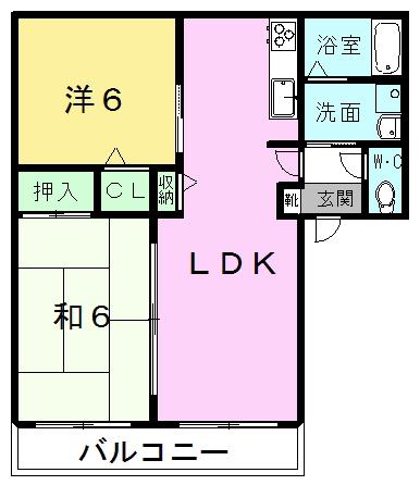 プランドール(2LDK/2階)の間取り写真