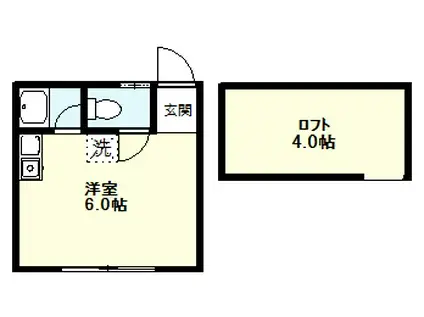 ハマコート(ワンルーム/2階)の間取り写真