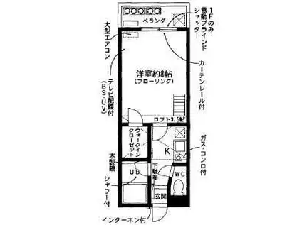 セザンヌ雲谷(1K/2階)の間取り写真