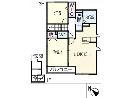 名鉄常滑線 榎戸駅(愛知) 徒歩9分 2階建 築3年(2LDK/2階)の間取り写真
