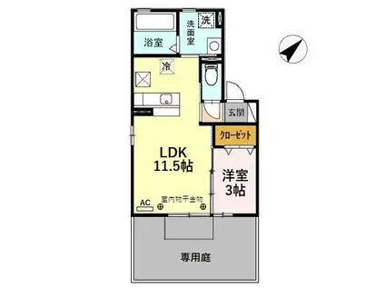 シャトー・モナムール(1LDK/1階)の間取り写真