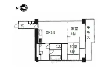 日商岩井香里ヶ丘マンション(2DK/1階)の間取り写真