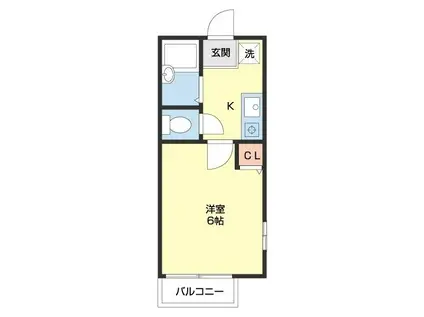 垣本ハイツIV(1K/2階)の間取り写真