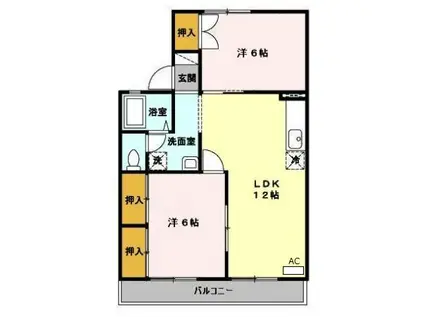 セジュールHAYASHI C(2LDK/2階)の間取り写真