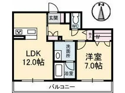 BEREO蔵本元町(1LDK/2階)の間取り写真