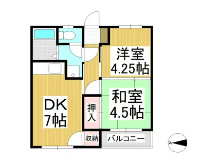 ハイツサンフローラ(2DK/2階)の間取り写真