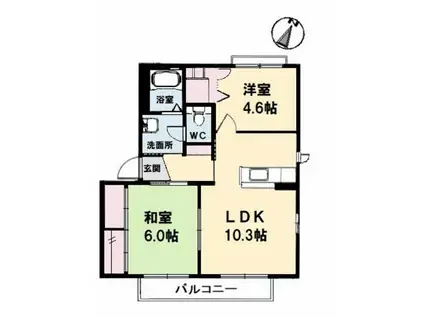シャーメゾン大福D(2LDK/2階)の間取り写真