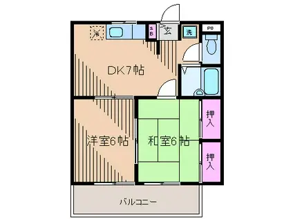 ヒルサイド日吉II(2DK/1階)の間取り写真