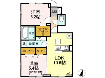 さくらアパートメント(2LDK/1階)の間取り写真