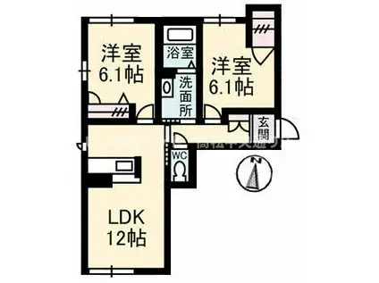 シャーメゾン元町(2LDK/1階)の間取り写真