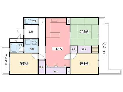 香枦園第2マンション(3LDK/1階)の間取り写真