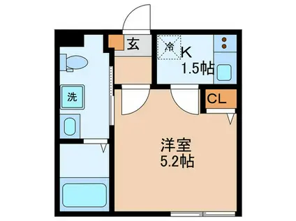 ベイルーム川崎平間(ワンルーム/2階)の間取り写真