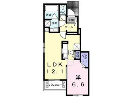 プランドール松富II(1LDK/1階)の間取り写真