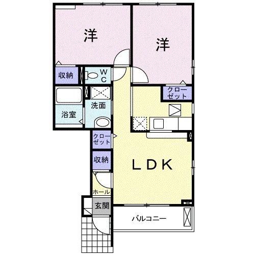 メディオ・レガーロA(2LDK/1階)の間取り写真