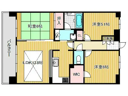 エスリード野洲(3LDK/13階)の間取り写真