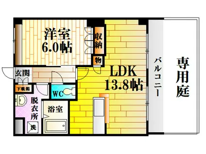 スマイルハウス(1LDK/1階)の間取り写真