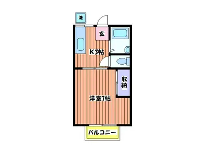 サンハイツ I(1K/2階)の間取り写真