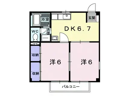 ハピネスエンジェル323(2DK/1階)の間取り写真