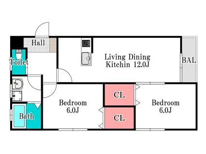 ハートフルレジデンス金川(2LDK/2階)の間取り写真