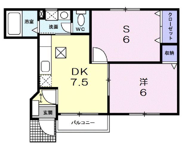 ラ シエスタ(1SDK/1階)の間取り写真