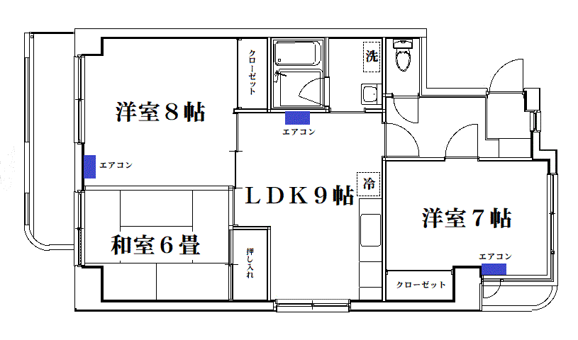 パークハイム西山王(3LDK/4階)の間取り写真