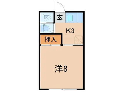 南福島ハイツA(1K/1階)の間取り写真