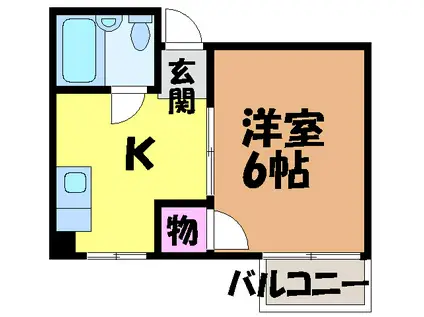 玉井ビル(1K/2階)の間取り写真