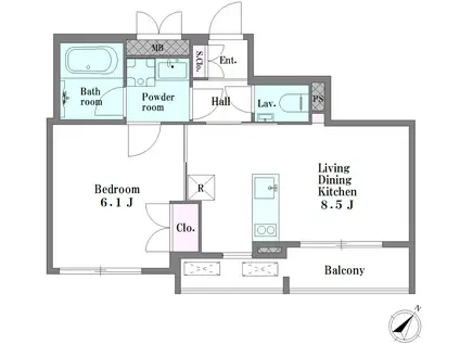HAYAKAWACOURT SUN ハヤカワコートサン(1LDK/1階)の間取り写真