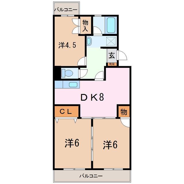 泉ハイツ(3DK/2階)の間取り写真