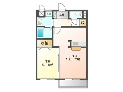 アメージングA(1LDK/1階)の間取り写真