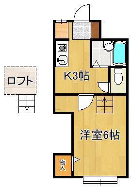 パンシオンヴィラプランテA棟(1K/2階)の間取り写真