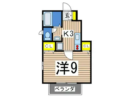 ホームイングII(1K/1階)の間取り写真