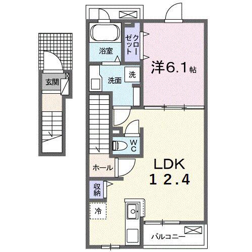 シャルマン ツ―(1LDK/2階)の間取り写真