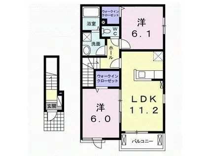 カーサ・ハルチ(2LDK/2階)の間取り写真