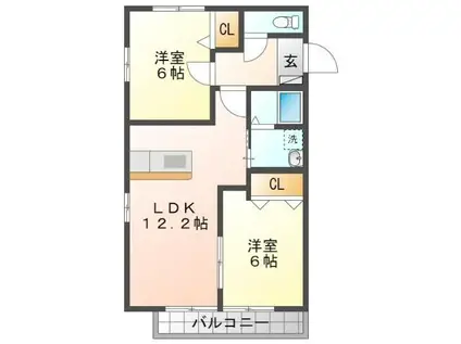 サンヒルズ(2LDK/2階)の間取り写真