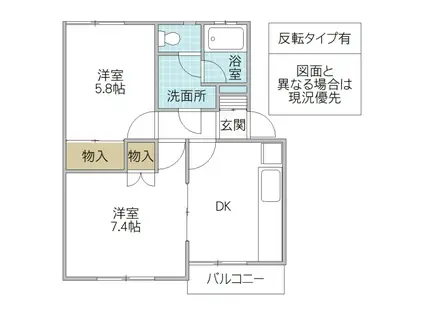 サニーコーポ 1(2DK/1階)の間取り写真