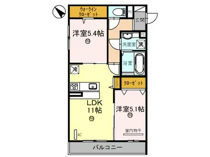 D-ROOM 五反田(2LDK/3階)の間取り写真