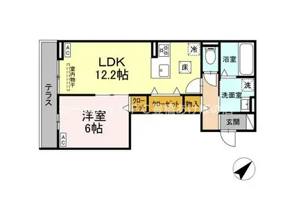 D-AVANCEつつじが丘II(1LDK/1階)の間取り写真
