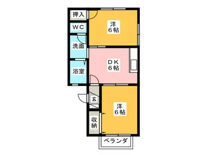 メゾンそれいゆ(2DK/2階)の間取り写真
